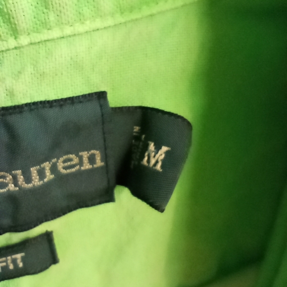 Ralph Lauren Men's Medium Shirt Neon Green Casual Small Polo Pony Button Up - Picture 8 of 9